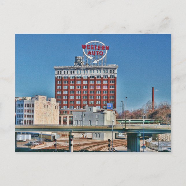 Kansas City's Western Auto Sign Postcard (Front)