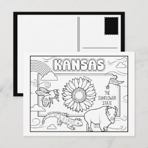 kansas color me collage postcard