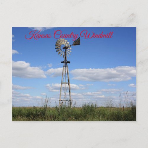 Kansas Country Windmill Post Card