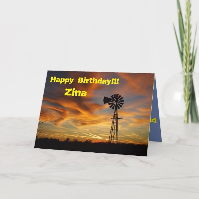 Kansas Country Windmill with Sky Greeting Card (Front)