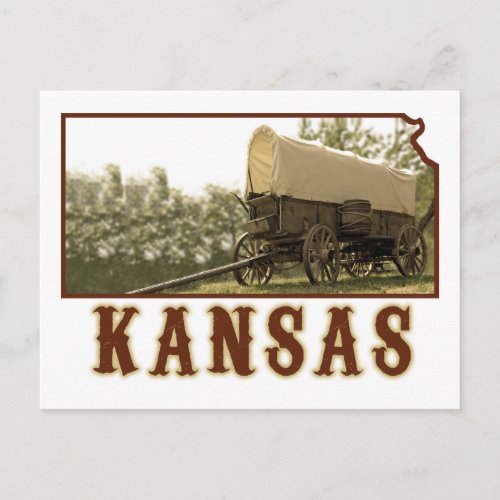 Kansas Covered Wagon Postcard