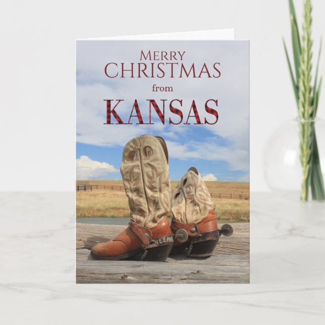 Kansas Cowboy Boot Christmas Card (Front)