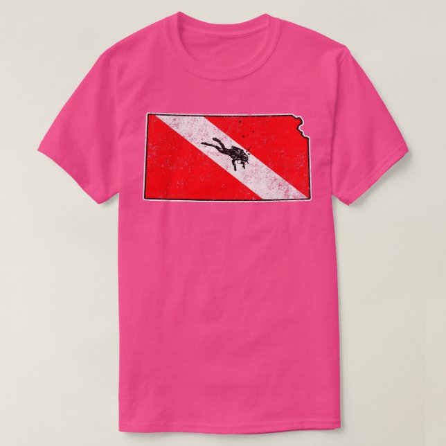 Kansas Dive Flag Scuba Diving State Map Dive Flag  T-Shirt (Design Front)