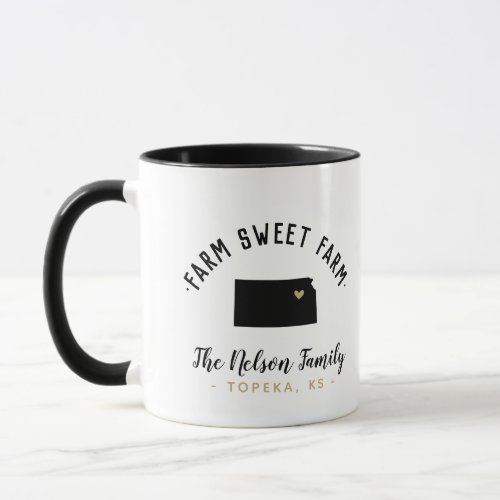 Kansas Farm Sweet Farm Family Monogram Mug