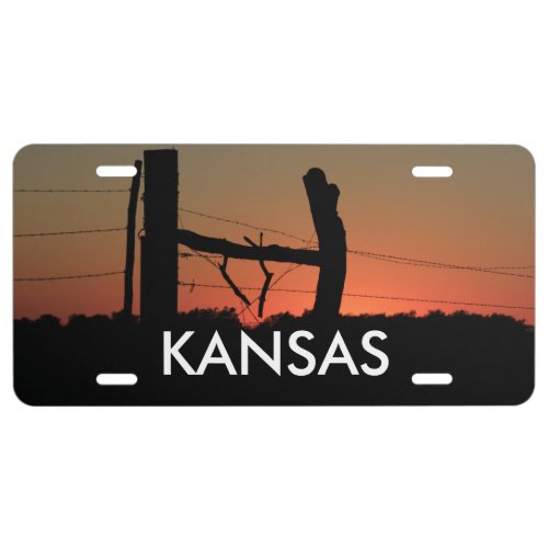 Kansas Fence Line Sunset  Car Tag License Plate