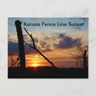 Kansas Fence Line Sunset Post Card