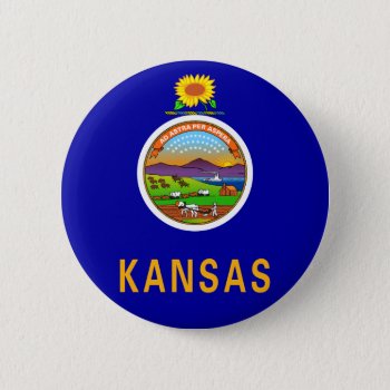Kansas Flag Button by the_little_gift_shop at Zazzle