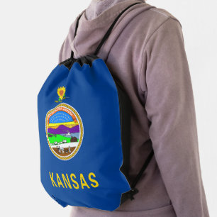 Kansas flag drawstring bag