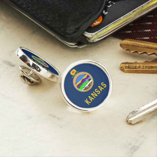 Kansas flag lapel pin (In Situ)
