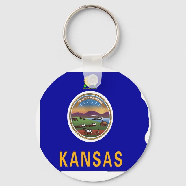 Kansas Flag Map Keychain (Front)