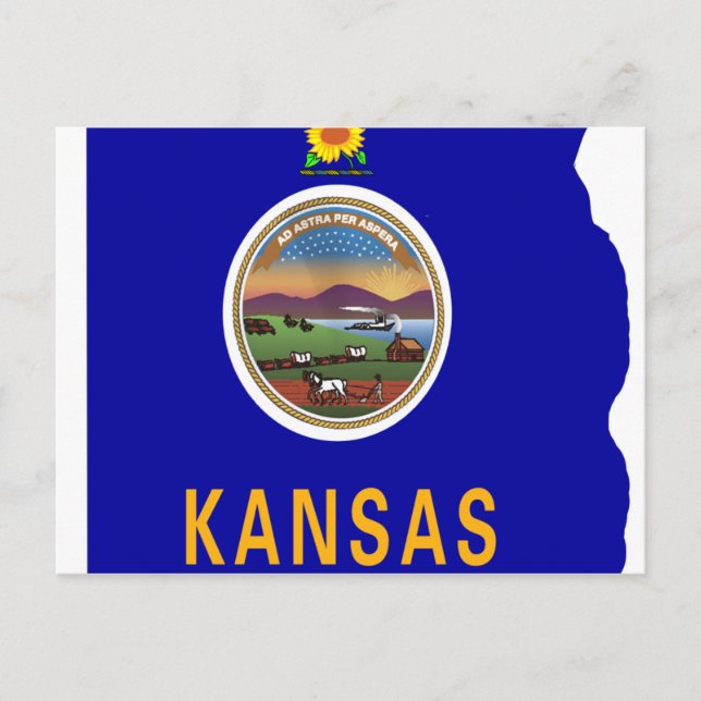 Kansas Flag Map Postcard (Front)