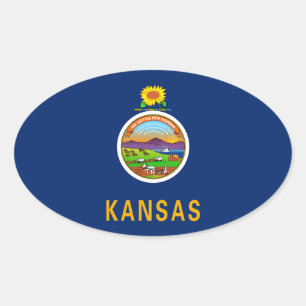 Kansas flag oval sticker
