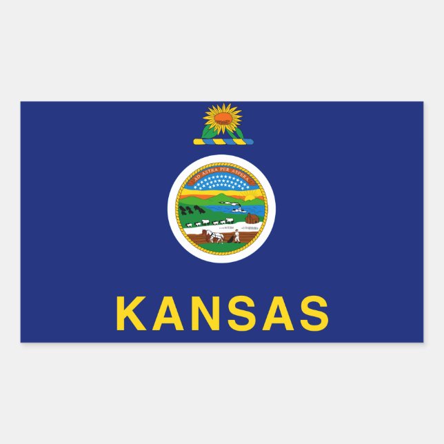 Kansas Flag Rectangular Sticker (Front)