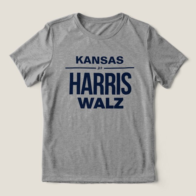 Kansas for Harris Walz Tri-Blend Shirt (Design Front)