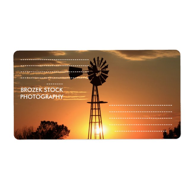 Kansas Golden Windmill  Silhouette Shipping Label (Front)