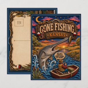 Kansas Gone Fishing American Paddlefish Postcard