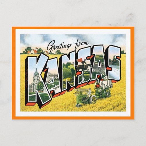 Kansas Greetings From US States Postcard