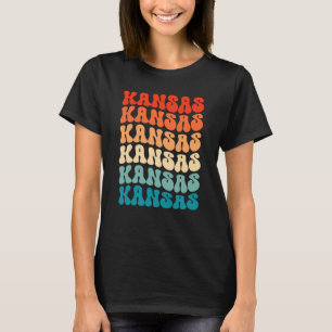 Kansas Groovy Vibe Multi Retro Color Kansas City L T-Shirt