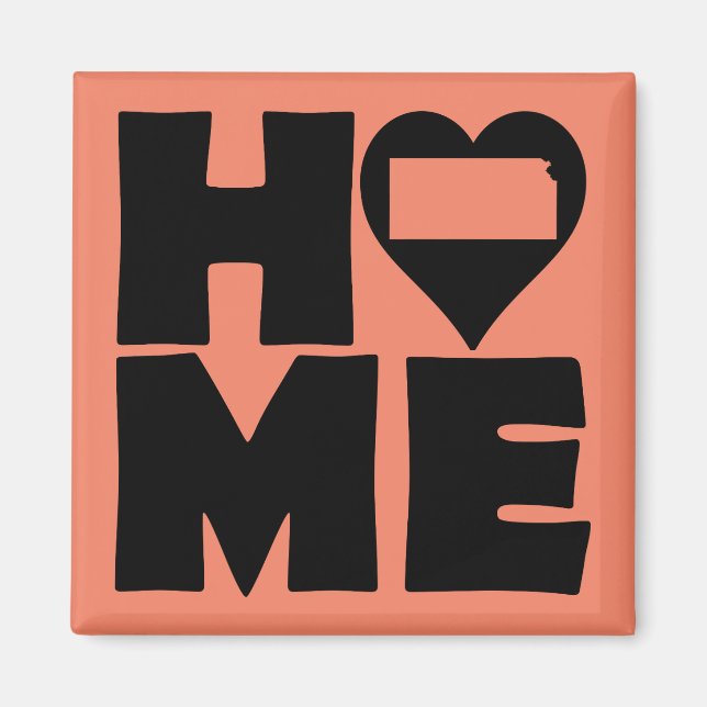Kansas Home Heart State Fridge Magnet (Front)