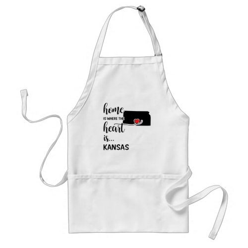 Kansas Home is where the heart is Adult Apron