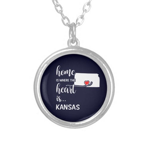 Kansas Home is where the heart is Silver Plated Necklace