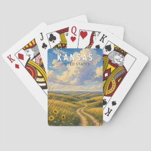 Kansas Illustration Travel Art Vintage Poker Cards