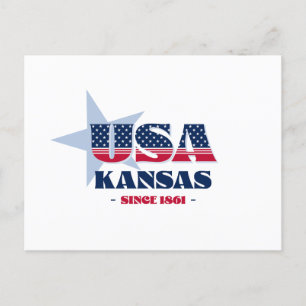 Kansas in Red, White, and Blue Postcard