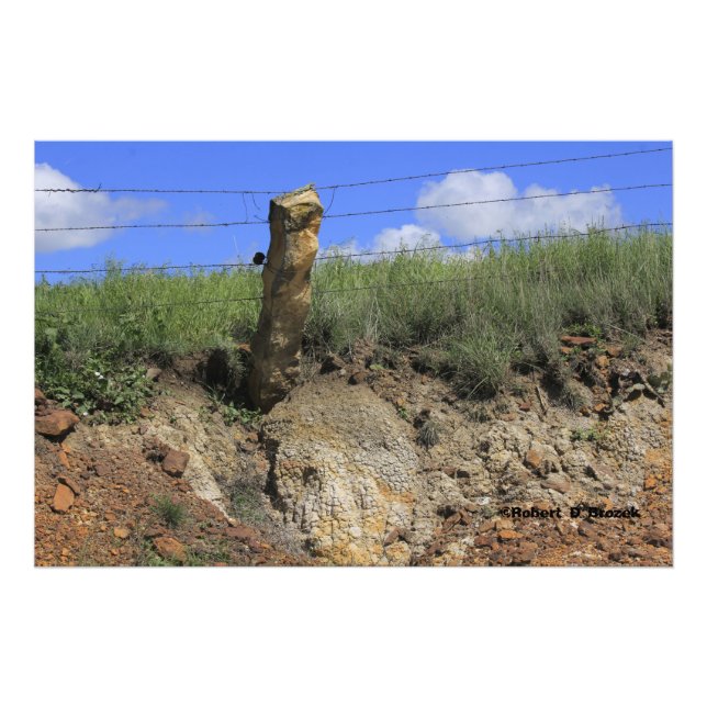 Kansas Landscape with Stone Post Photo Enlargement (Front)
