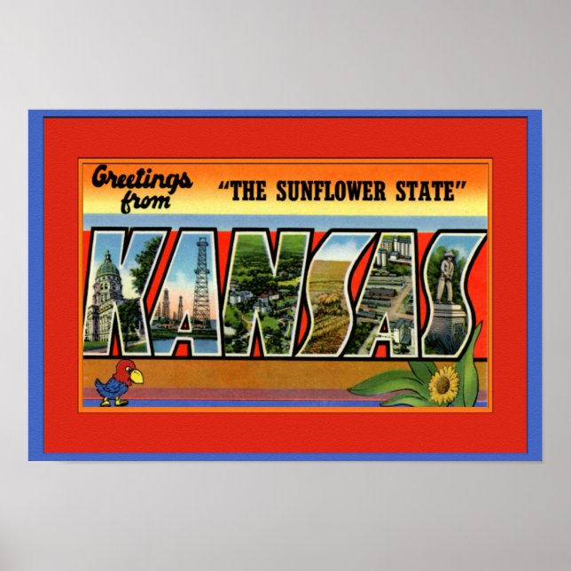 Kansas Large Letter Greeting Poster (Front)