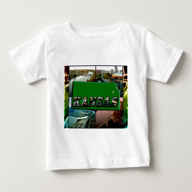 Kansas Map and Photos Baby T-Shirt (Front)