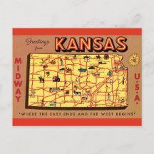 Kansas Map Postcard