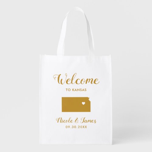 Kansas Map Wedding Welcome Bag Gold Tote Bag