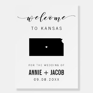 Kansas Map Wedding Welcome Sign, Foam Board
