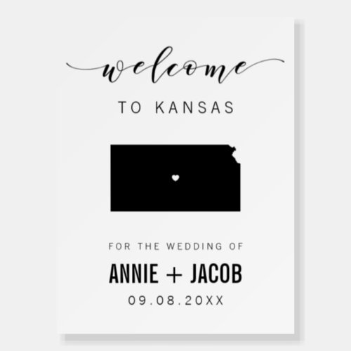 Kansas Map Wedding Welcome Sign Foam Board
