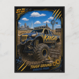 Kansas Monster Truck Off Road Art Postcard