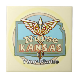 Kansas Nurse Caduceus Tile
