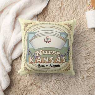 Kansas Nurse Throw Pillow