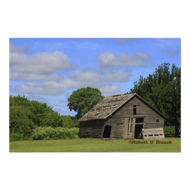 Kansas Old Barn with blue sky Photo Poster. (Front)