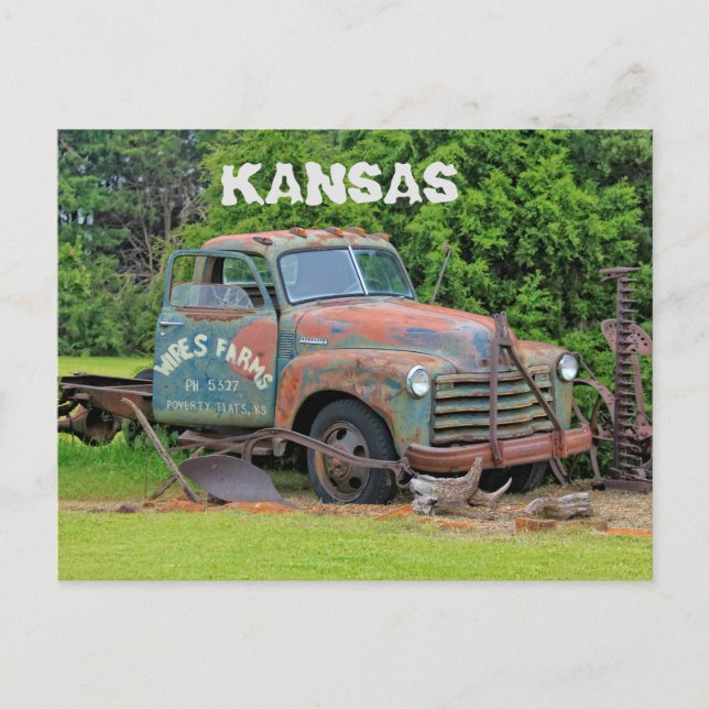 Kansas Old Farm Equipment Post Card (Front)