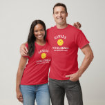 Kansas Pickleball Add Club, Partner Name Custom T-Shirt<br><div class="desc">Show off your love of Kansas pickleball (easily change state) with this awesome pickleball shirt for clubs, teams, partners or everyday court wear. Just add your 3 lines of custom text to make a totally unique pickleball shirt. Great for tournaments, matching club shirts or to give to your men's/women's or...</div>