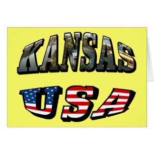 Kansas Picture and USA Flag Font Cards