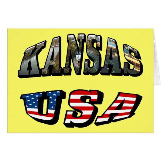 Kansas Picture and USA Flag Font Cards (Front Horizontal)