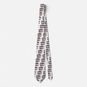 Kansas Picture and USA Flag Font Neck Tie