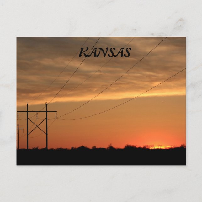 Kansas Power Line Sunset Post Card (Front)