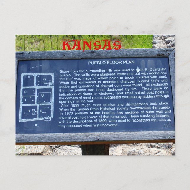 Kansas Pueblo Floor Sign Post Card (Front)