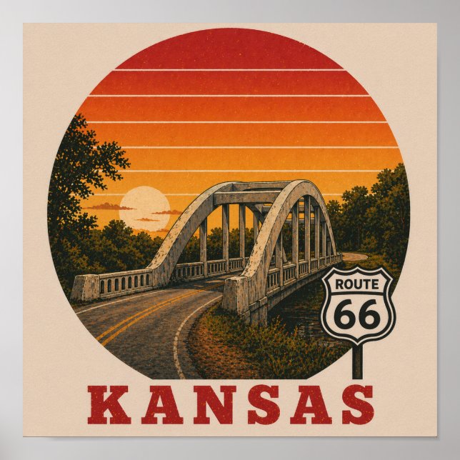 Kansas Rainbow Bridge Route 66 Poster (Front)