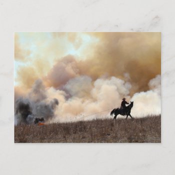 Kansas Rancher Starting A Controlled Burn Postcard by catherinesherman at Zazzle