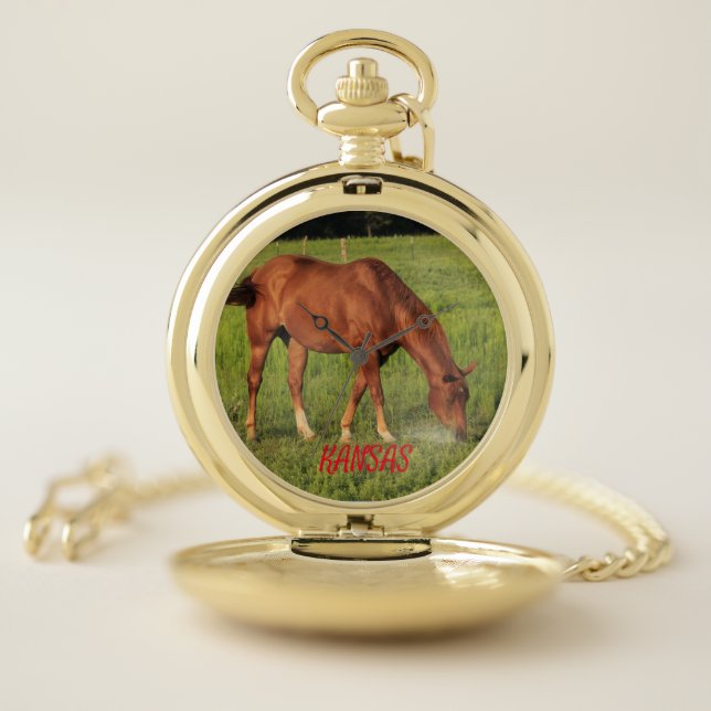 Kansas Red Horse Pocket Watch (Inside)