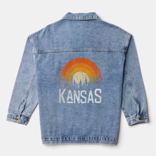 Kansas   Retro Style Vintage 70s 80s 90s Men Women Denim Jacket