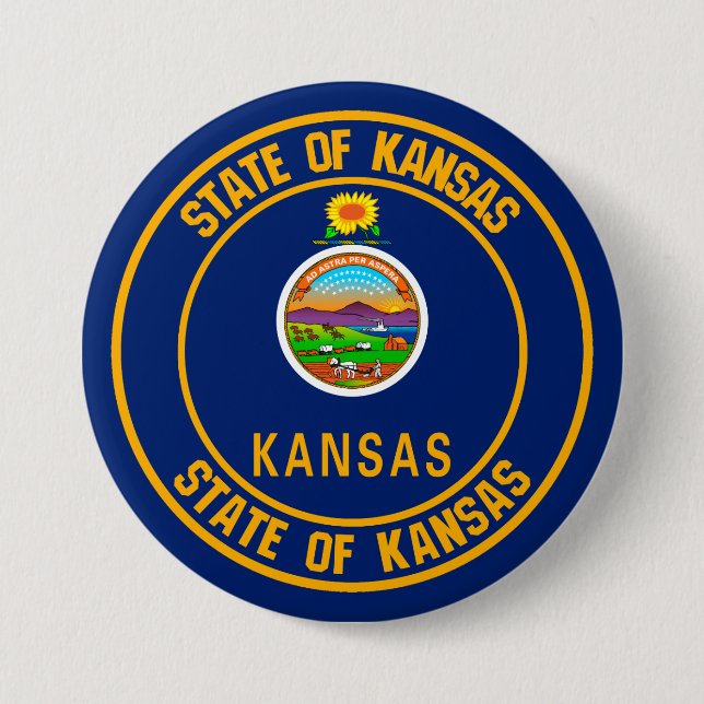 Kansas Round Emblem Button (Front)
